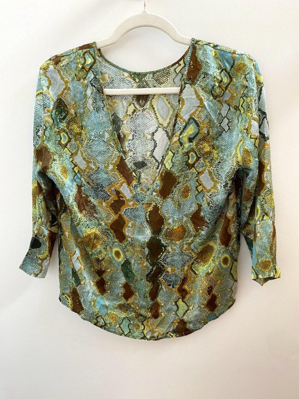 Humanoid 100% Silk Multicolor Snakeskin Blouse - XSmall